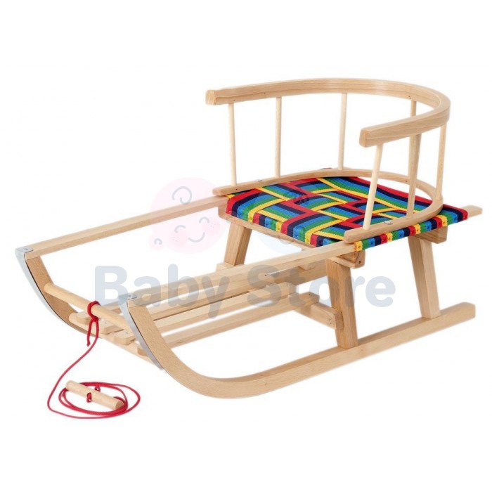 Grygsan medinės rogutės IV su apsaugine atrama vaikams