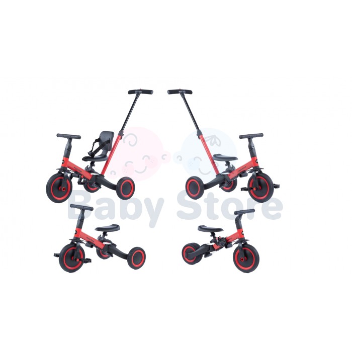 Moovkee MIKE 6in1 Strawberry Red balansinis triratukas–transformeris vaikams