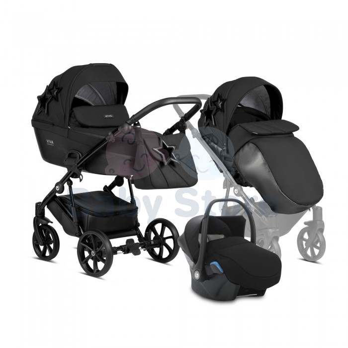 tutis viva 4 star 3in1 universalus vezimelis black star juodos kolekcijos stilingas modelis