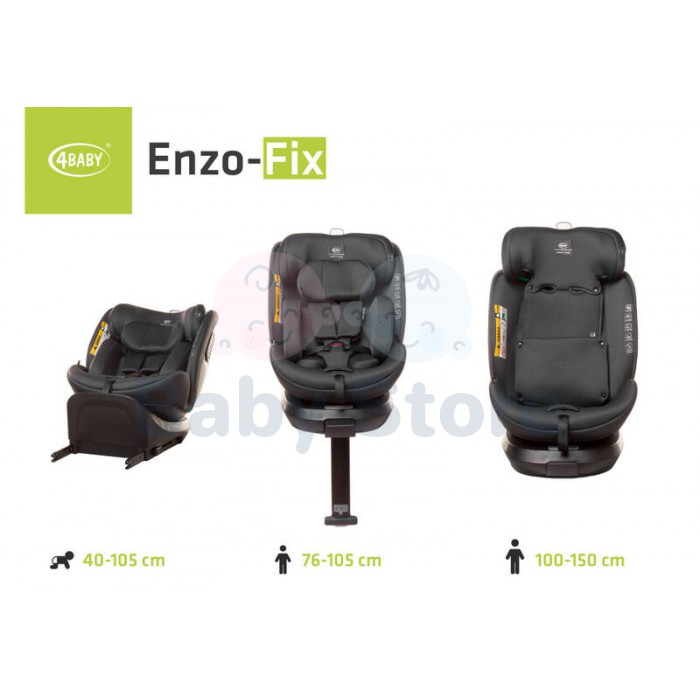 4BABY Automobilinė kėdutė ENZO-FIX (0-36kg) DARK GREY