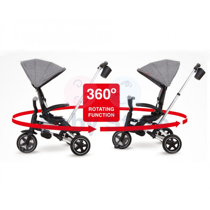 Qplay NOVA sulankstomas triratukas su rankena Grey vaikams