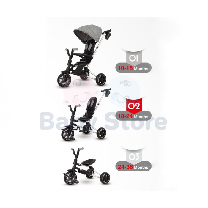 QPLAY sulankstomas triratukas su rankena NOVA GREY QPLAY sulankstomas triratukas su rankena NOVA GREY
