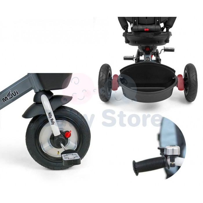 Milly Mally MOVI 5in1 Grey triratukas su rankena ir apsauga vaikams