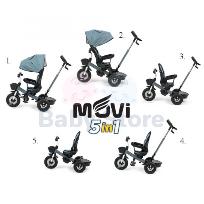 Milly Mally MOVI 5in1 Blue triratukas su rankena ir apsauga vaikams