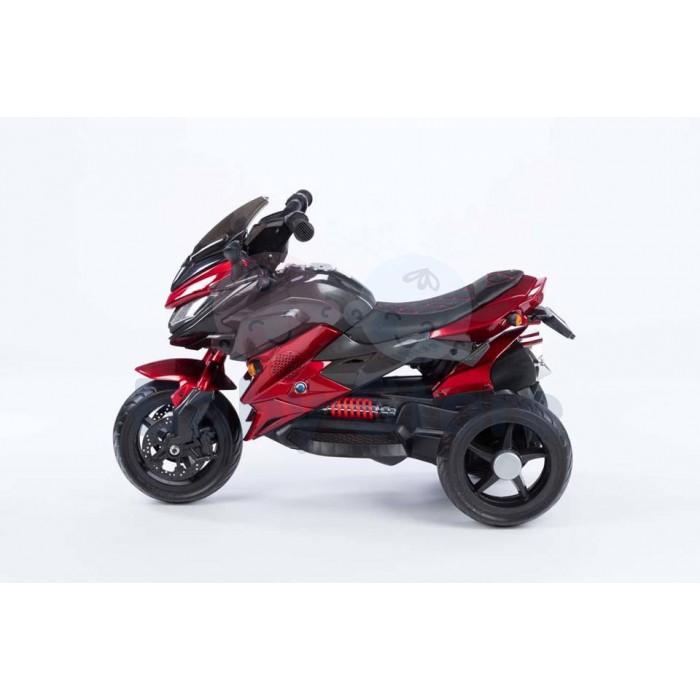 5188 Red elektrinis motociklas vaikams su atraminiais ratukais ir LED apšvietimu