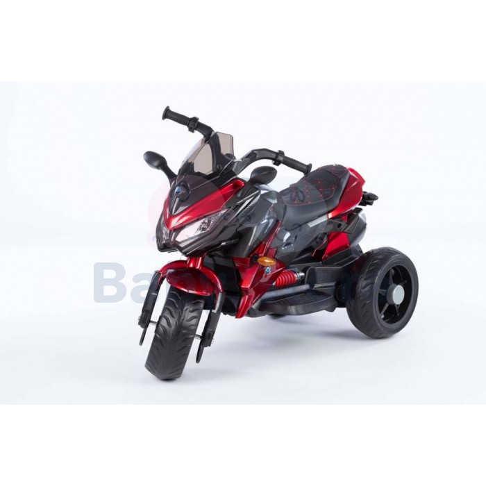 5188 Red elektrinis motociklas vaikams su atraminiais ratukais ir LED apšvietimu