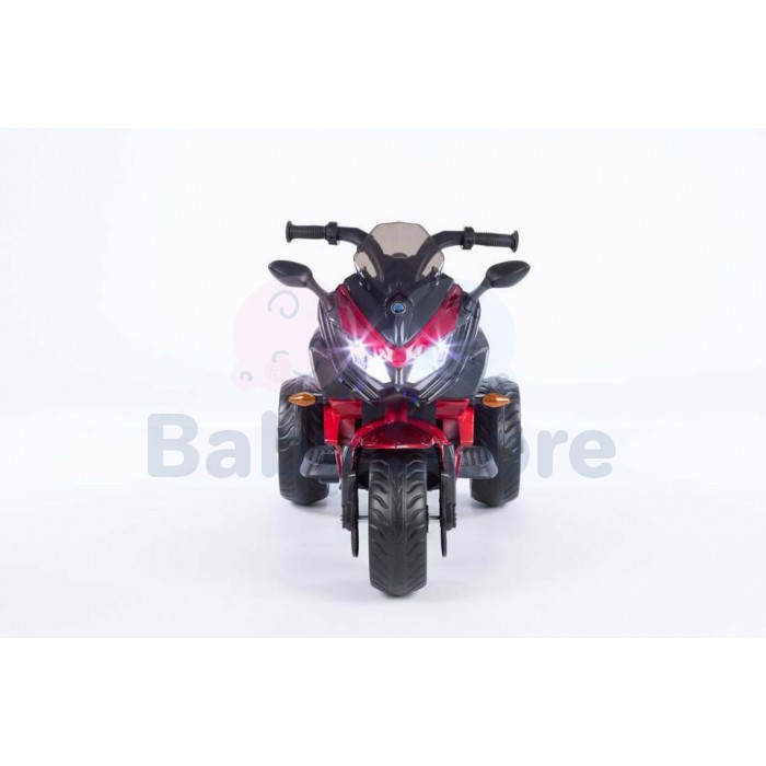 5188 Red elektrinis motociklas vaikams su atraminiais ratukais ir LED apšvietimu