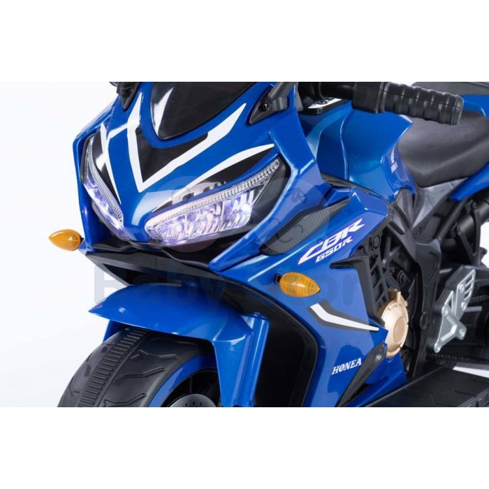 T1100 Blue elektrinis motociklas vaikams su atraminiais ratukais ir LED žibintais