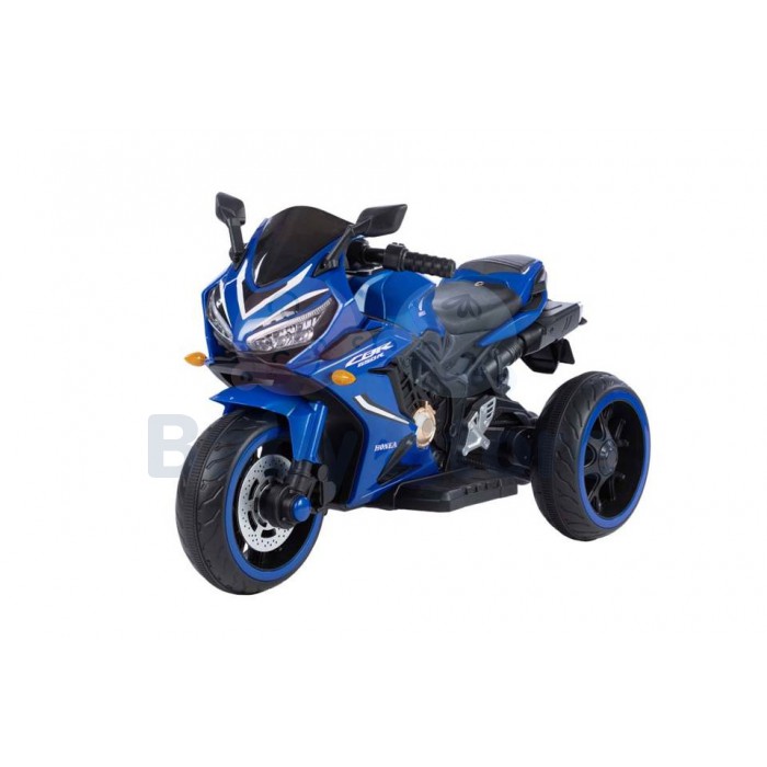 T1100 Blue elektrinis motociklas vaikams su atraminiais ratukais ir LED žibintais