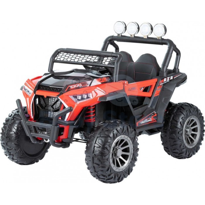 Monster RZR 4x4 Red elektrinis automobilis vaikams su pultu ir LED žibintais