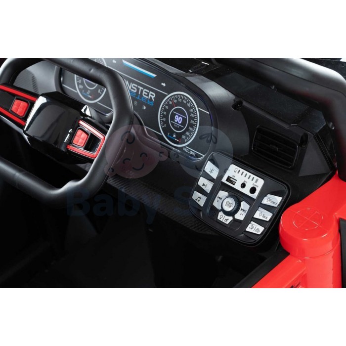 Monster RZR 4x4 White elektrinis automobilis vaikams su pultu ir LED žibintais