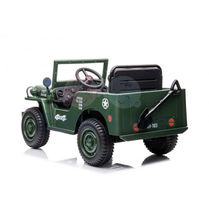 Jeep Army 4x4 elektrinis automobilis vaikams karinio dizaino visureigis