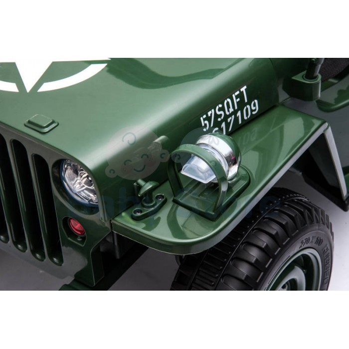 Jeep Army 4x4 elektrinis automobilis vaikams karinio dizaino visureigis