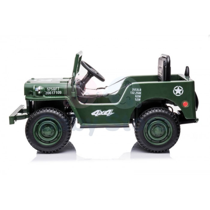 Jeep Army 4x4 elektrinis automobilis vaikams karinio dizaino visureigis