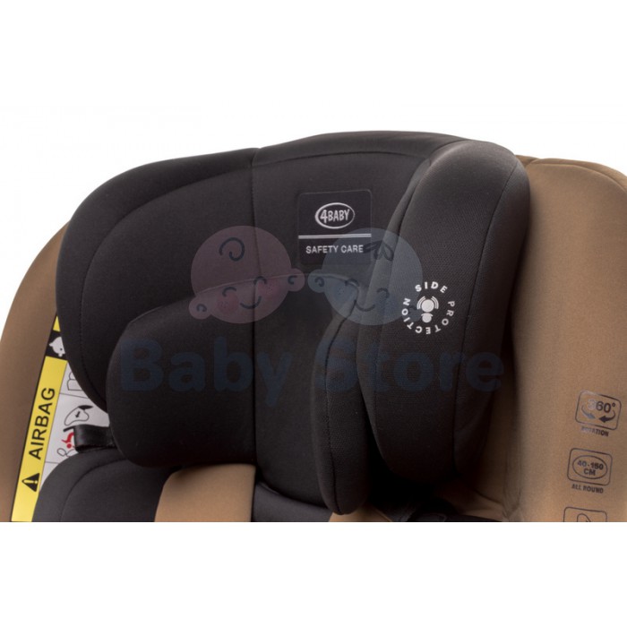 4Baby MATT FIX 0–36 kg Black automobilinė kėdutė su ISOFIX, atramine koja ir 360 laipsnių pasukimu