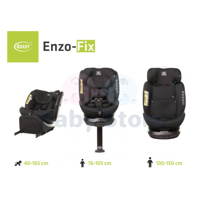 4Baby ENZO FIX 40–150 cm Navy Blue automobilinė kėdutė su ISOFIX ir i-Size saugos standartu