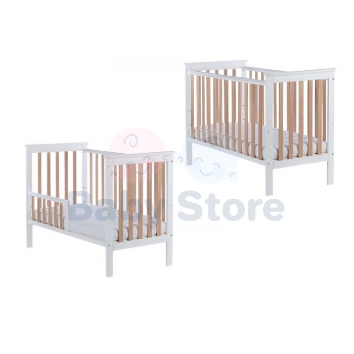 DREWEX Cozy Fox 2in1 White/Beech kūdikio lovytė 120x60 cm