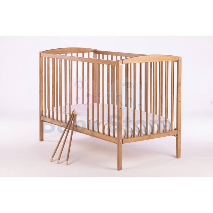 DREWEX Bianco Deluxe 2in1 Gold Oak medinė kūdikio lovytė 120x60 cm su nuimamu šonu