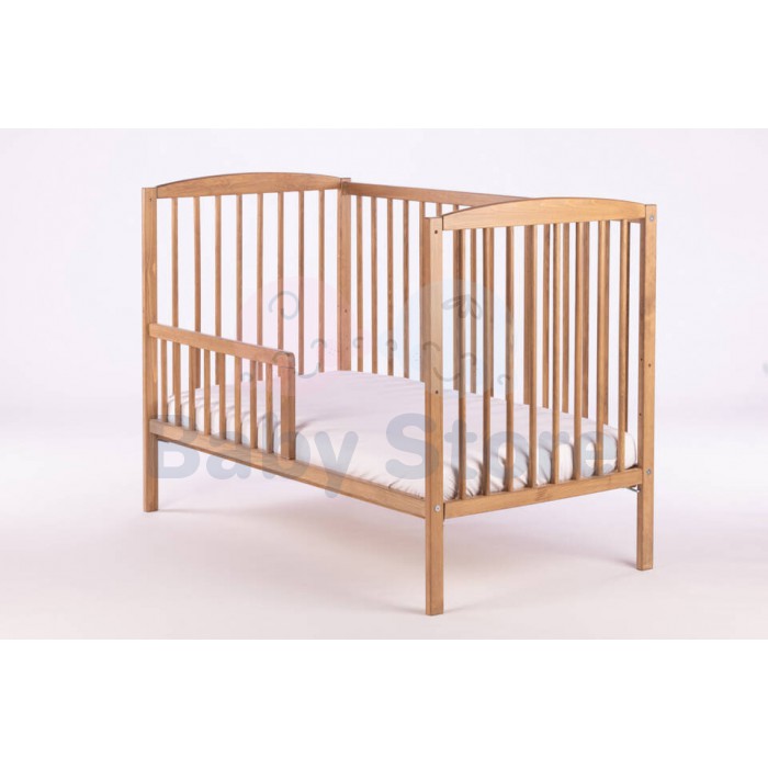 DREWEX Bianco Deluxe 2in1 Gold Oak medinė kūdikio lovytė 120x60 cm su nuimamu šonu