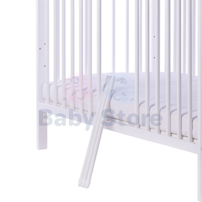 DREWEX Bianco Delux 2in1 White balta medinė kūdikio lovytė 120x60 cm