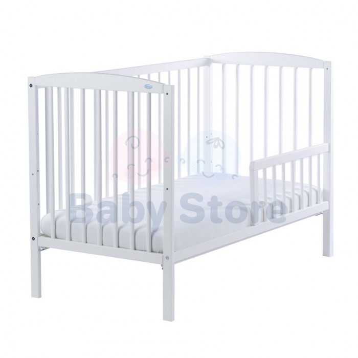 DREWEX Bianco Delux 2in1 White balta medinė kūdikio lovytė 120x60 cm