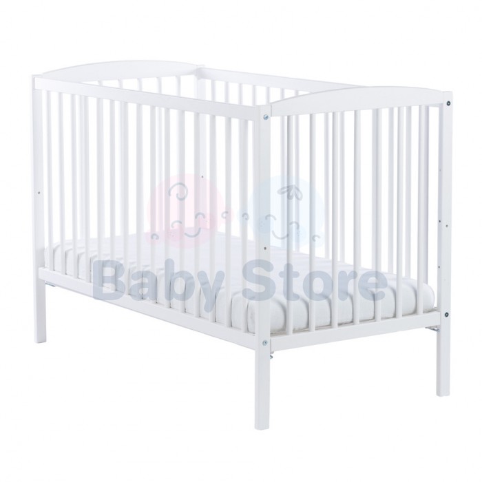 DREWEX Bianco Delux 2in1 White balta medinė kūdikio lovytė 120x60 cm