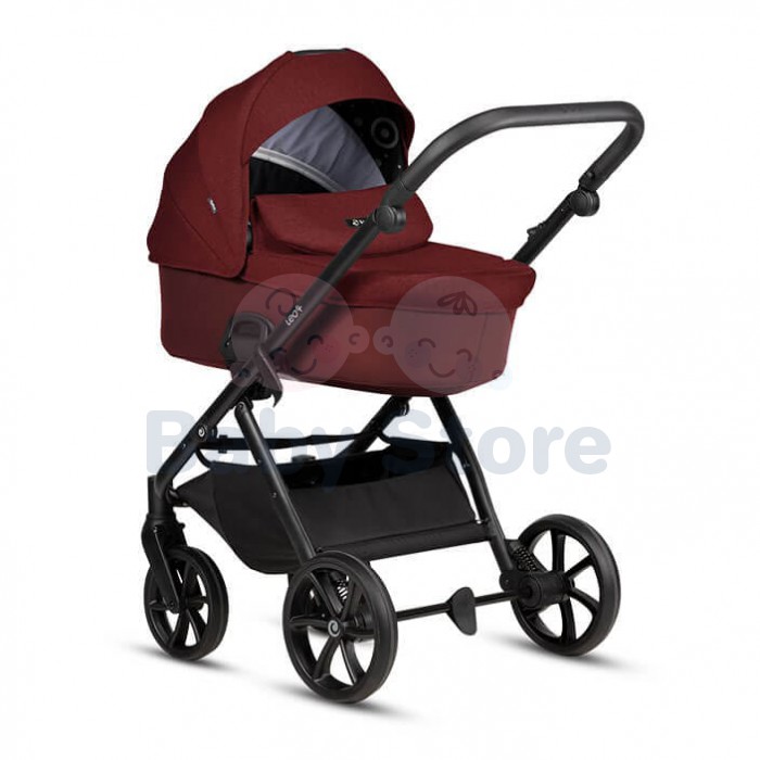 TUTIS Leo 3+ 2in1 Burgundy vežimėlis – THERMOCOT™, ALL-ROAD™ ratai, dviguba amortizacija, EDUSKY™