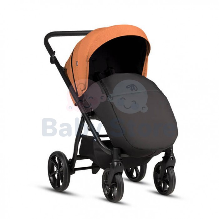 TUTIS Leo 3+ 2in1 Orange vežimėlis – THERMOCOT™ mikroklimatas, ALL-ROAD™ ratai, prisitaikanti amortizacija