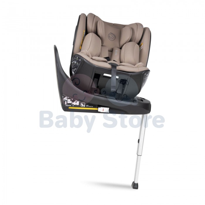 Latte spalvos Tutis Beno 360 automobilinė kėdutė vaikui 40-150 cm i-Size su 360 laipsnių pasukimo funkcija