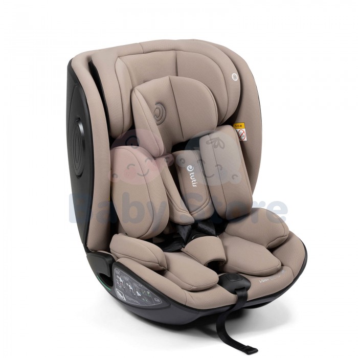 Latte spalvos Tutis Beno 360 automobilinė kėdutė vaikui 40-150 cm i-Size su 360 laipsnių pasukimo funkcija